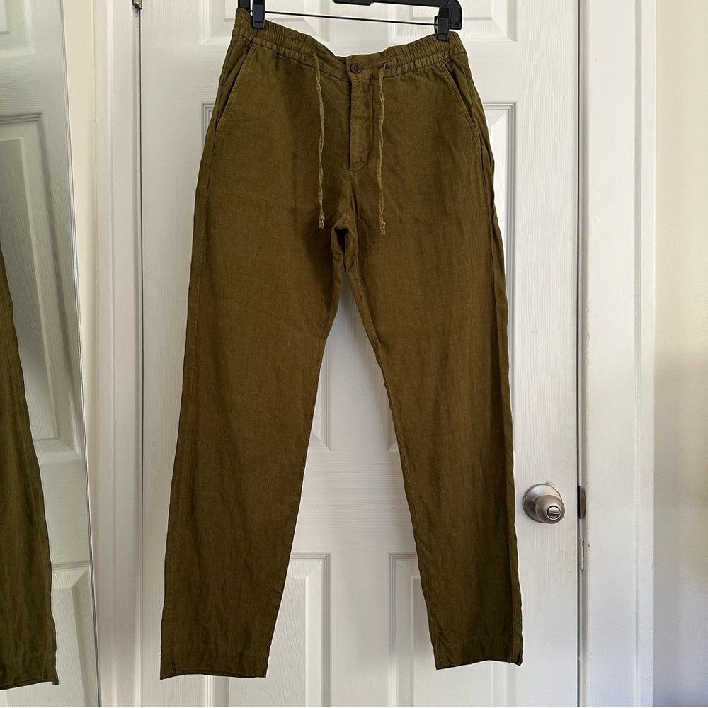 NN07 Olive Green “Seb” Linen Drawstring Trousers